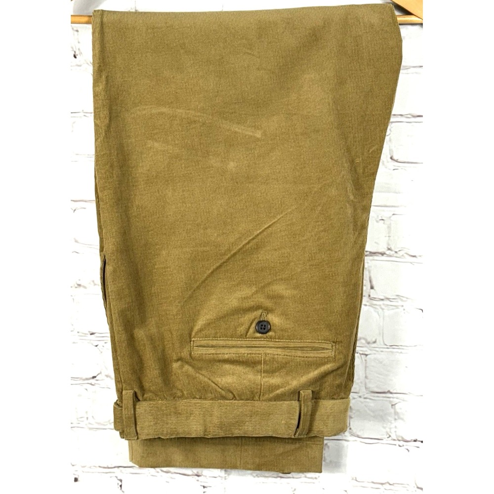 Lands' End Traditional Fit Corduroy Pants Men's 38x28 Brown Beige Straight Leg